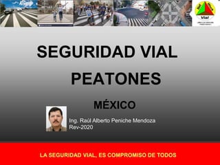 SEGURIDAD VIAL
PEATONES
MÉXICO
LA SEGURIDAD VIAL, ES COMPROMISO DE TODOS
Ing. Raúl Alberto Peniche Mendoza
Rev-2020
 