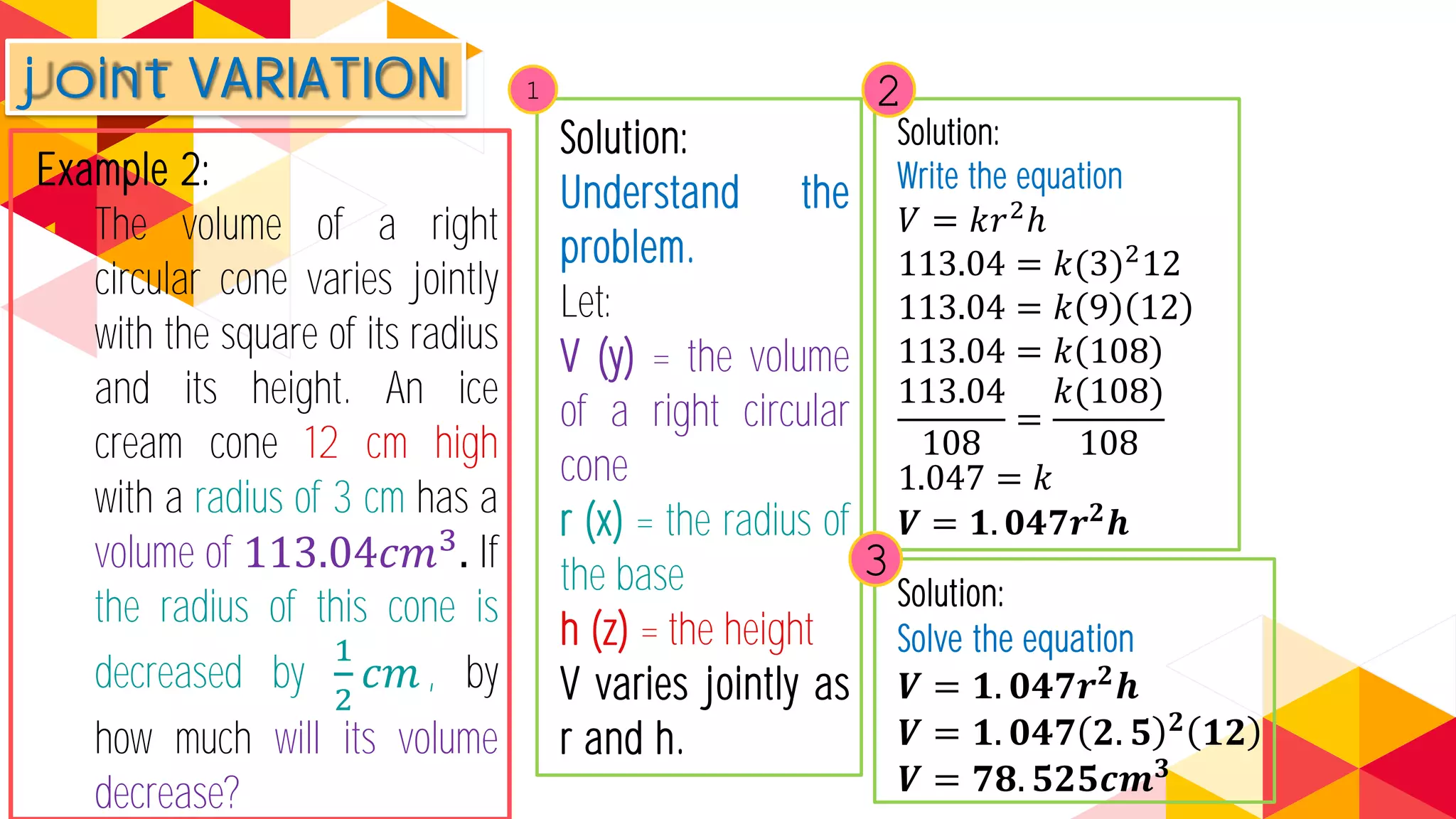 Joint and Combined Variation (Mathematics 9)