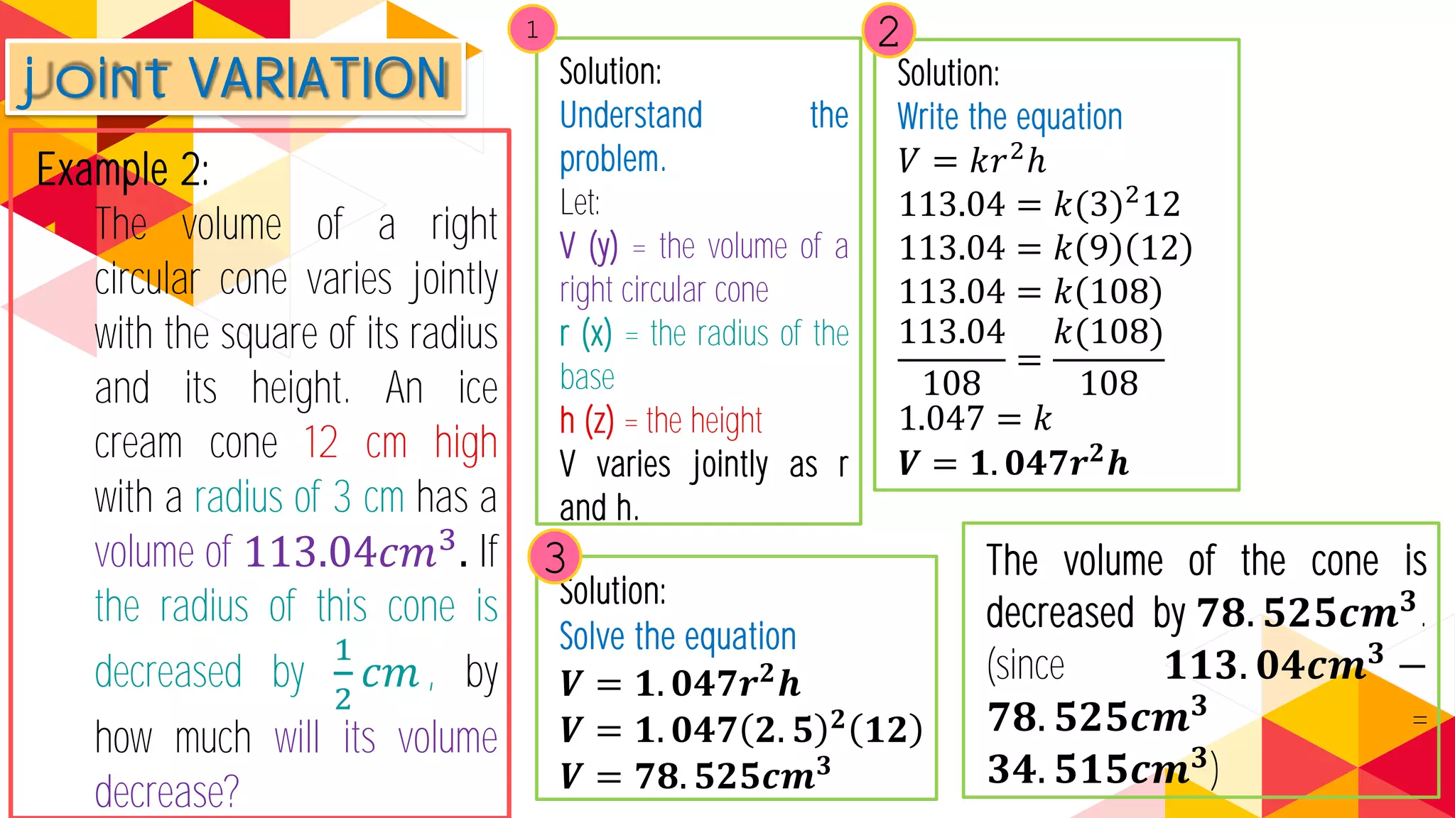 Joint and Combined Variation (Mathematics 9)