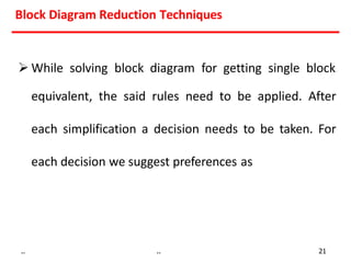 Block diagram, Transfer Function from block diagram reduction, (8 Rules ...