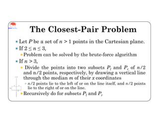 Closest pair problems (Divide and Conquer) | PPT