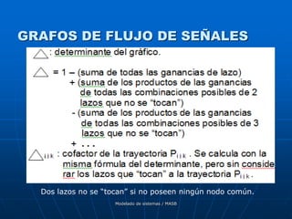 Modelado de sistemas / MASB
GRAFOS DE FLUJO DE SEÑALES
Dos lazos no se “tocan” si no poseen ningún nodo común.
 