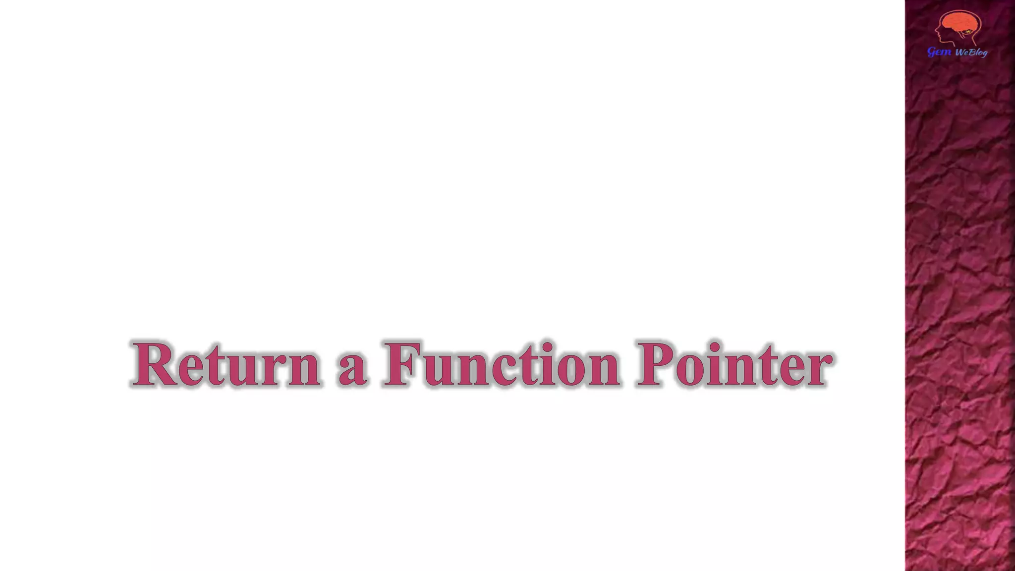 Function pointer | PPT