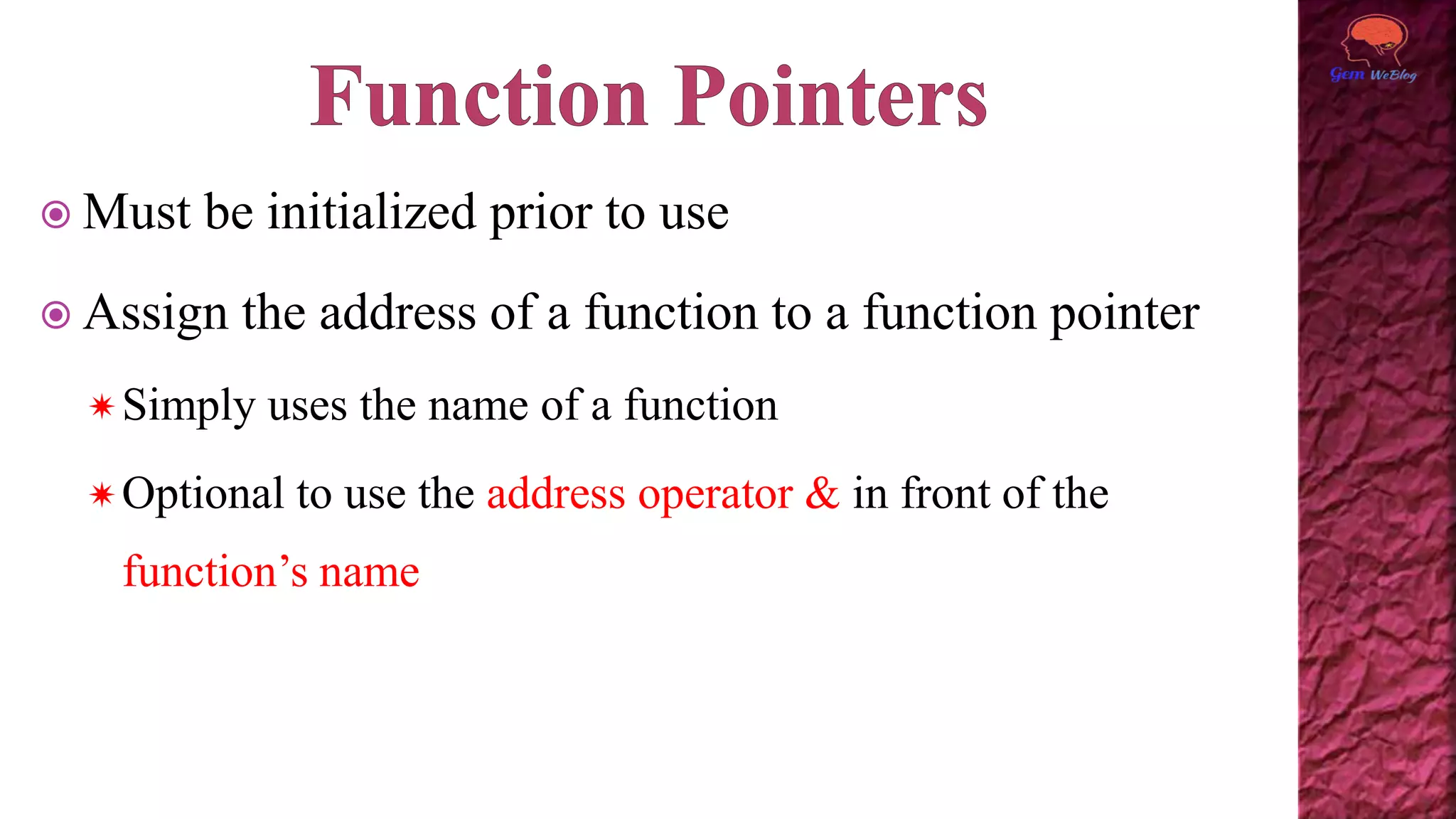 Function pointer | PPT