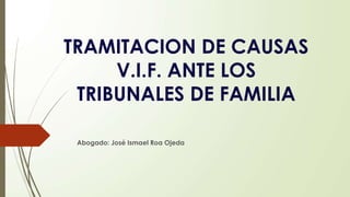 TRAMITACION DE CAUSAS
V.I.F. ANTE LOS
TRIBUNALES DE FAMILIA
Abogado: José Ismael Roa Ojeda
 