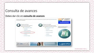 Consulta de avances
Debes dar clic en consulta de avances
 