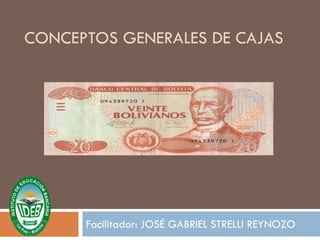 CONCEPTOS GENERALES DE CAJAS
Facilitador: JOSÉ GABRIEL STRELLI REYNOZO
 