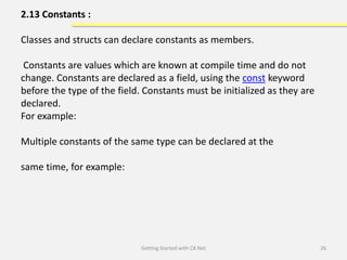 2.Getting Started with C#.Net-(C#) | PDF