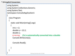 2.Getting Started with C#.Net-(C#) | PDF
