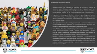 As predições de gestão para as Gerações:
1. Intrageracionalidade: Com o aumento da expectativa de vida crescem situações de
coexistência geracional nas empresas. É cada vez mais comum equipe de trabalho com
pessoas das diferentes gerações, com o desafio crescente de gerenciar expectativas,
opiniões, energias, vontades, etc., de grupos com diferentes visões e comportamentos;
2. Imigrantes vs Nativos digitais: Classificam-se como imigrantes digitais as pessoas
nascidas antes de 1990 e como nativos digitais os nascidos após 1990, numa clara
diferenciação entre aqueles que precisam aprender e entender o mundo digital e aqueles
que já nasceram digitais;
3. Abertura aos Ecossistemas: Num mundo globalizado onde o conhecimento é diariamente
transformado é fundamental estar aberto aos ecossistemas próprios ou de parceiros para
manter uma velocidade aceitável de atualização e capacidade de reposta;
4. Times Multitask (Nômades): Com diferentes gerações e com a crescente mobilidade do
mundo, cada vez mais nômade, a geração e gestão de times diversificados é um fator
critico de sucesso uma vez que se conseguem obter resultados mais completos (e
complexos) de equipes com diversas formações, origens e comportamentos;
5. Propósito (Capitalismo Consciente): O porquê de existirmos ou o que nos move como
profissional e como empresa ganha cada dia mais força na busca de um legado que gera
resultados, do que a obsessão única e exclusiva por resultados financeiros. O movimento
crescente de capitalismo consciente reforça a tendência de que empresas com propósito
terão mais sucesso no futuro.
25
 