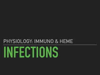 INFECTIONS
PHYSIOLOGY: IMMUNO & HEME
 