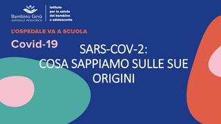 SARS-COV-2:
COSA SAPPIAMO SULLE SUE
ORIGINI
 