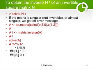 working with matrices in r | PDF | Programming Languages | Computing