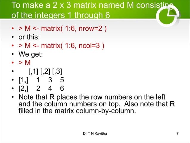 working with matrices in r | PDF