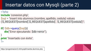 Bases de datos con PHP y Mysqli | PDF