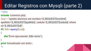 Bases de datos con PHP y Mysqli | PDF