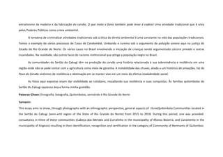 extrativismo da madeira e da fabricação do carvão. O que mata a fome também pode levar à cadeia! Uma atividade tradicional...