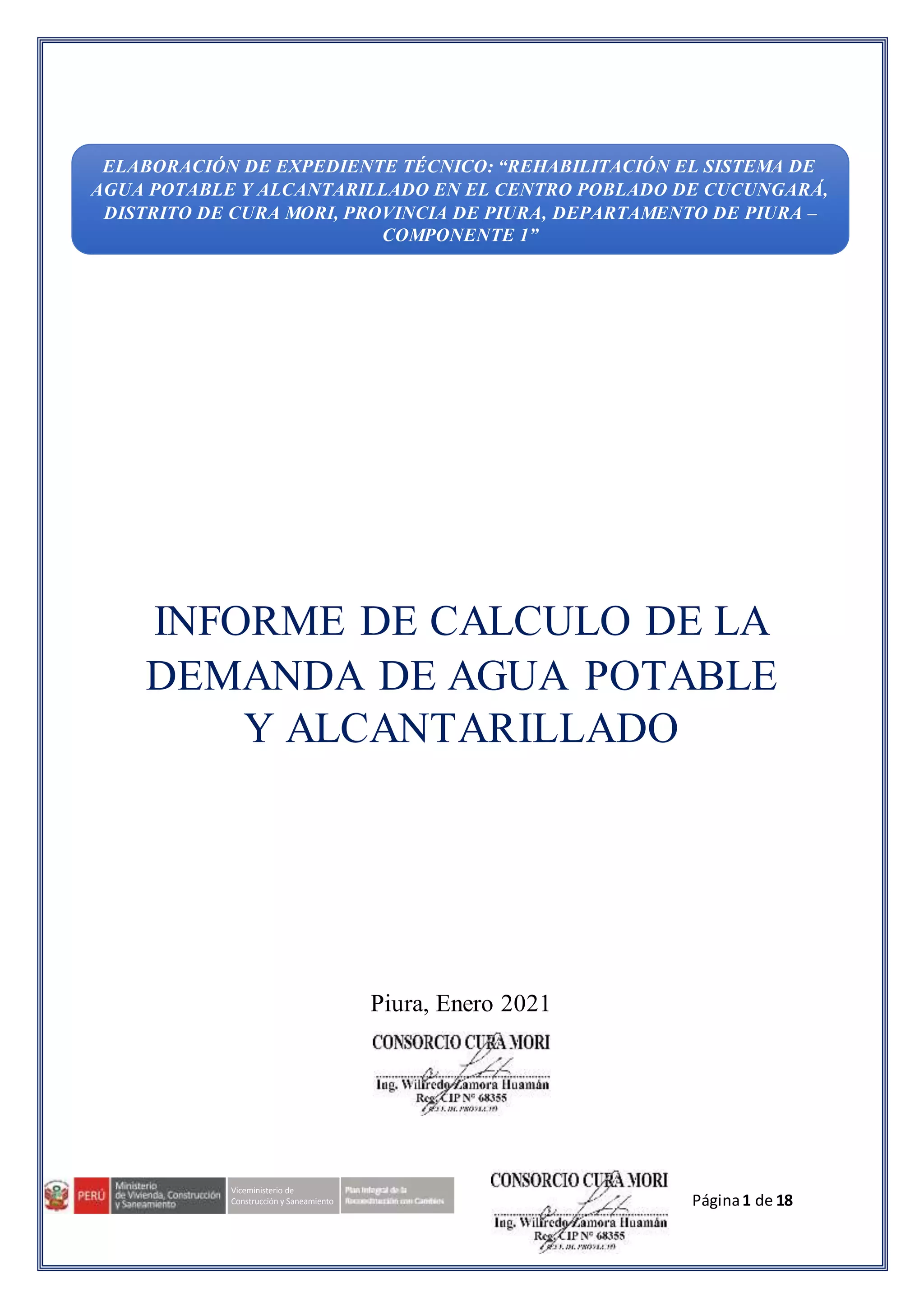 2. informe de calculo de la demanda de agua potable y alcantarillado 2 ...