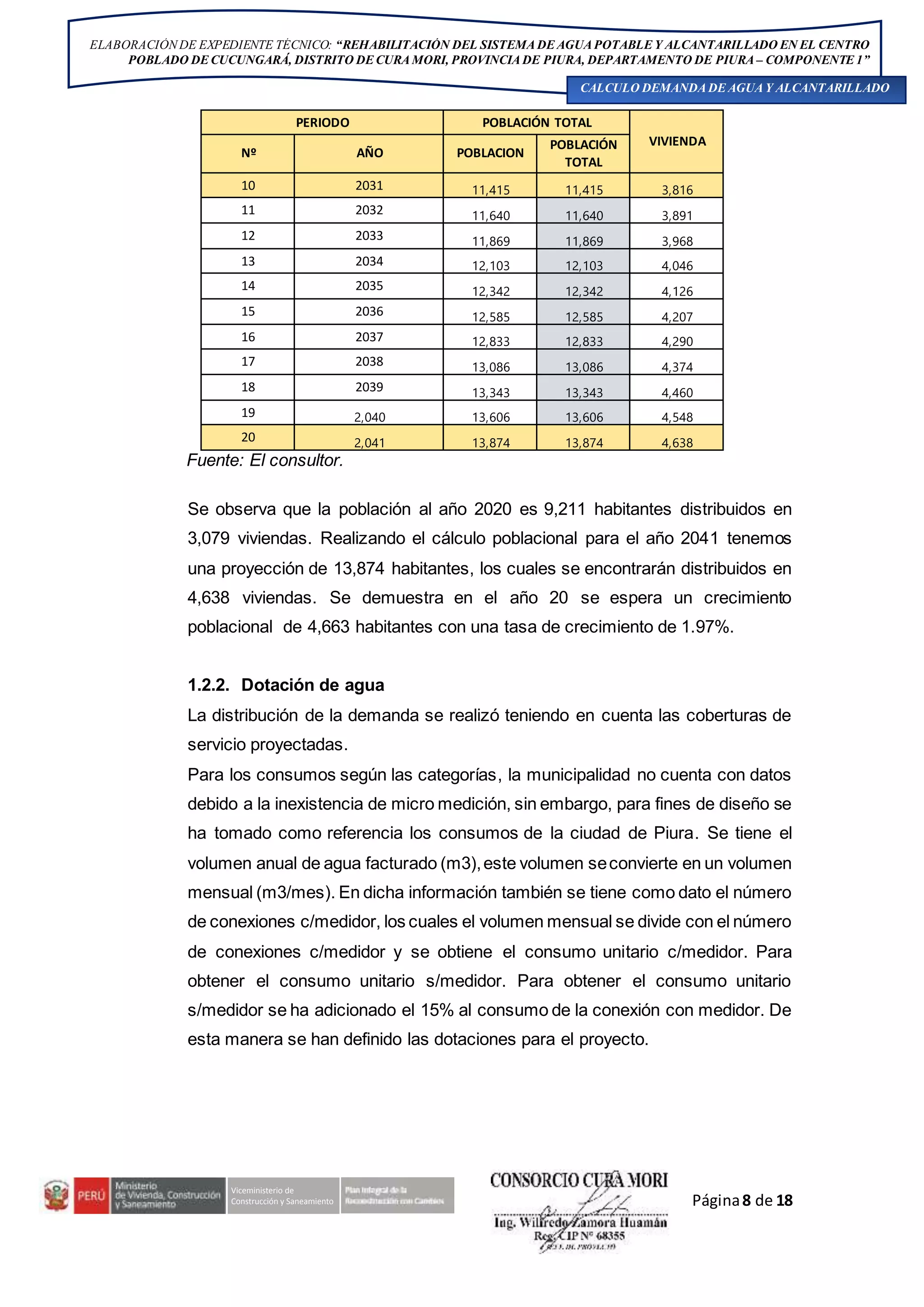 2. informe de calculo de la demanda de agua potable y alcantarillado 2 ...