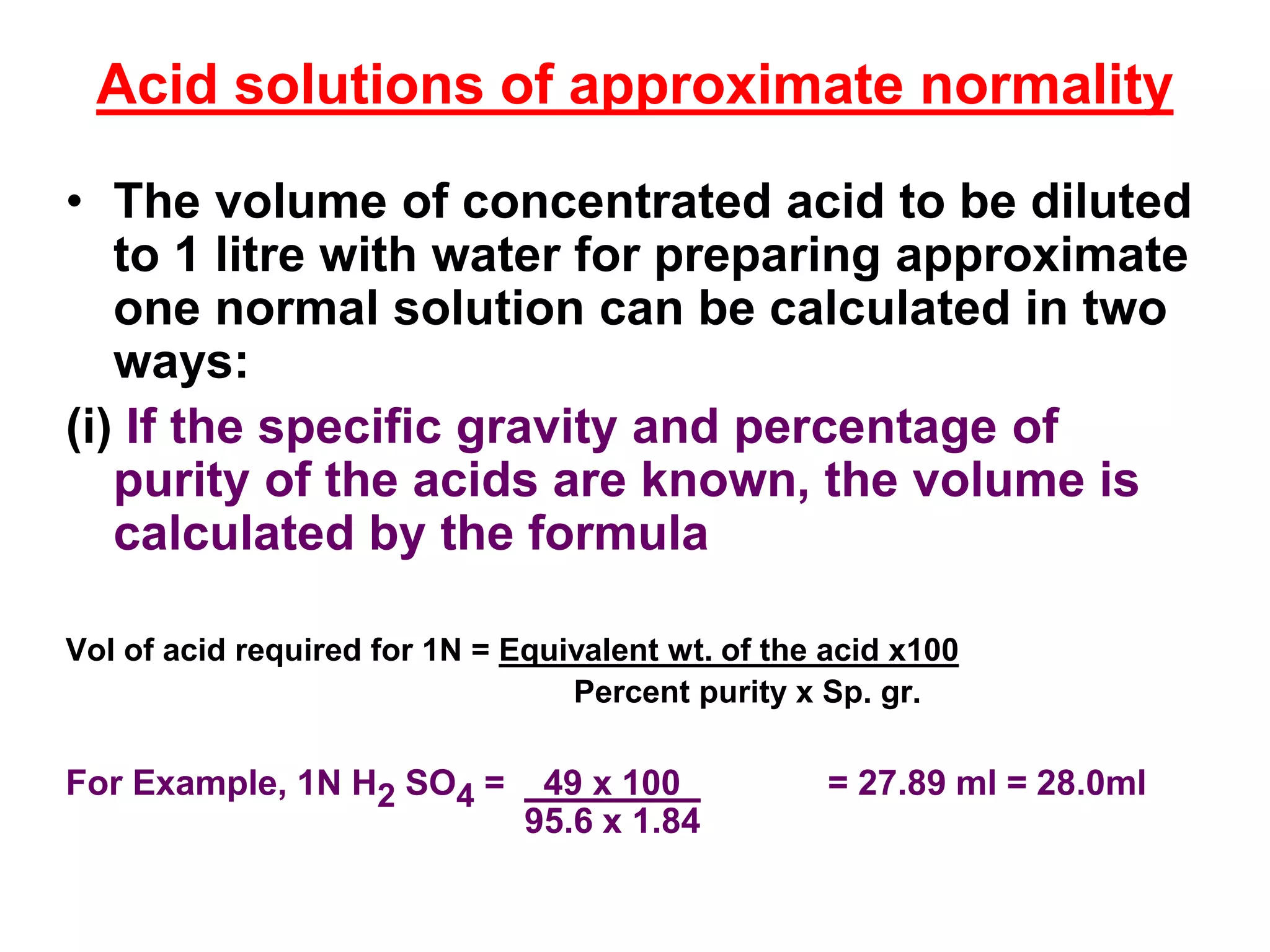 Purity Calculation Question calculations for preparation of solutions | PPT