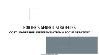 PORTER’S GENERIC STRATEGIES
COST LEADERSHIP, DIFFERENTIATION & FOCUS STRATEGY
www.noteslearning.com
 