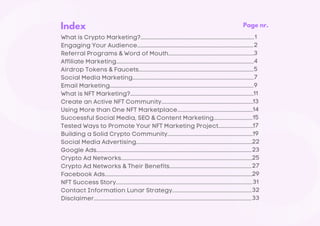 Index Page nr.
What is Crypto Marketing?.....................................................................................