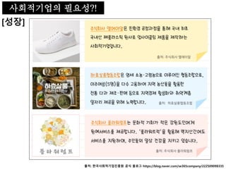사회적기업의 필요성
[성장]
출처: 한국사회적기업진흥원 홈페이지
사회적기업의 필요성?!
 
