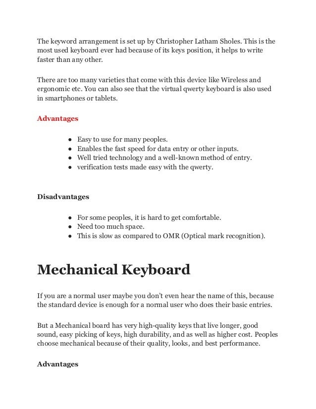 What is Keyboard Different Types of Keyboards Advantages, and