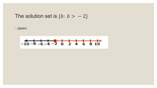 The solution set is {𝑏: 𝑏 > − 2}
◦ GRAPH
 
