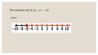 The solution set is {𝑎: 𝑎 > −6}
◦ GRAPH
 