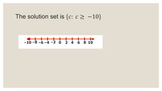 The solution set is {𝑐: 𝑐 ≥ −10}
 