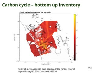 4 / 23
Carbon cycle – bottom up inventory
Keller et al, Geoscience Data Journal, 2022 (under review)
https://doi.org/10.5281/zenodo.6395226
 