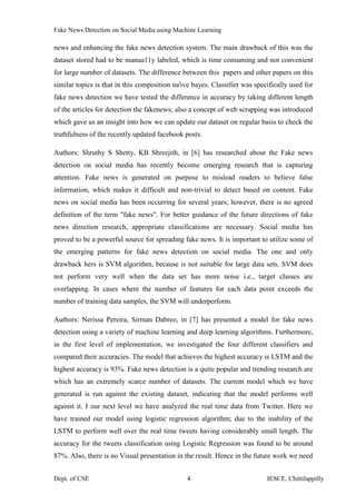 Fake News Detection on Social Media using Machine Learning | PDF