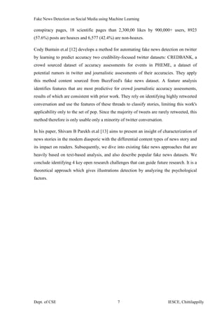 Fake News Detection on Social Media using Machine Learning | PDF