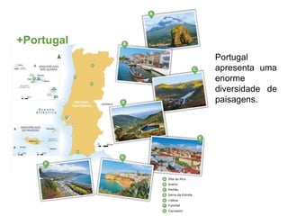 +Portugal
Portugal
apresenta uma
enorme
diversidade de
paisagens.
 