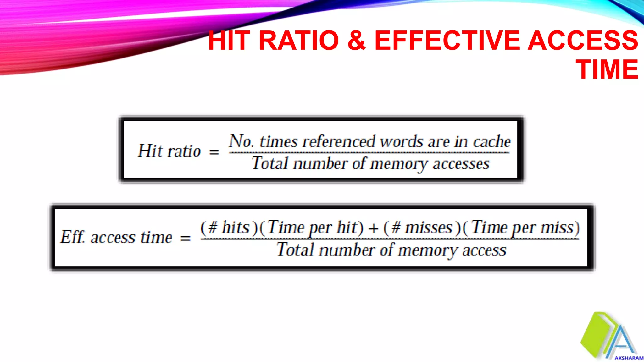 HIT RATIO & EFFECTIVE ACCESS
TIME
 