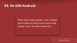 Free barcode reader can create
barcodes & read many barcode
types, such as Barcode Live
barcodelive.org