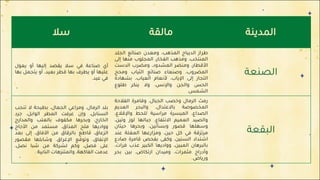 ‫ا‬
‫ﻟ‬
‫ﻤ‬
‫ﺪ‬
‫ﻳ‬
‫ﻨ‬
‫ﺔ‬
‫ﻣ‬
‫ﺎ‬
‫ﻟ‬
‫ﻘ‬
‫ﺔ‬
‫ﺳ‬
‫ﻼ‬
‫ا‬
‫ﻟ‬
‫ﺼ‬
‫ﻨ‬
‫ﻌ‬
‫ﺔ‬
‫ﻃ‬
‫ﺮ‬
‫ا‬
‫ز‬
‫ا‬
‫ﻟ‬
‫ﺪ‬
‫ﻳ‬
‫ﺒ‬
‫ﺎ‬
‫ج‬
‫ا‬
‫ﻟ‬
‫ﻤ‬
‫ﺬ‬
‫ﻫ‬
‫ﺐ‬
،
‫و‬
‫ﻣ‬
‫ﻌ‬
‫ﺪ‬
‫ن‬
‫ﺻ‬
‫ﻨ‬
‫ﺎ‬
‫ﺋ‬
‫ﻊ‬
‫ا‬
‫ﻟ‬
‫ﺠ‬
‫ﻠ‬
‫ﺪ‬
‫ا‬
‫ﻟ‬
‫ﻤ‬
‫ﻨ‬
‫ﺘ‬
‫ﺨ‬
‫ﺐ‬
،
‫و‬
‫ﻣ‬
‫ﺬ‬
‫ﻫ‬
‫ﺐ‬
‫ا‬
‫ﻟ‬
‫ﻔ‬
‫ﺨ‬
‫ﺎ‬
‫ر‬
،
‫ا‬
‫ﻟ‬
‫ﻤ‬
‫ﺠ‬
‫ﻠ‬
‫ﻮ‬
‫ب‬
‫ﻣ‬
‫ﻨ‬
‫ﻬ‬
‫ﺎ‬
‫إ‬
‫ﻟ‬
‫ﻰ‬
‫ا‬
‫ﻷ‬
‫ﻗ‬
‫ﻄ‬
‫ﺎ‬
‫ر‬
،
‫و‬
‫ﻣ‬
‫ﻨ‬
‫ﻀ‬
‫ﺮ‬
‫ا‬
‫ﻟ‬
‫ﻤ‬
‫ﺸ‬
‫ﺪ‬
‫و‬
‫د‬
،
‫و‬
‫ﻣ‬
‫ﻀ‬
‫ﺮ‬
‫ب‬
‫ا‬
‫ﻟ‬
‫ﺪ‬
‫ﺳ‬
‫ﺖ‬
‫ا‬
‫ﻟ‬
‫ﻤ‬
‫ﻀ‬
‫ﺮ‬
‫و‬
‫ب‬
،
‫و‬
‫ﺻ‬
‫ﻨ‬
‫ﻌ‬
‫ﺎ‬
‫ء‬
‫ﺻ‬
‫ﻨ‬
‫ﺎ‬
‫ﺋ‬
‫ﻊ‬
‫ا‬
‫ﻟ‬
‫ﺜ‬
‫ﻴ‬
‫ﺎ‬
‫ب‬
‫و‬
‫ﻣ‬
‫ﺤ‬
‫ﺞ‬
‫ا‬
‫ﻟ‬
‫ﺘ‬
‫ﺠ‬
‫ﺎ‬
‫ر‬
‫إ‬
‫ﻟ‬
‫ﻰ‬
‫ا‬
‫ﻹ‬
‫ﻳ‬
‫ﺎ‬
‫ب‬
،
‫ﻷ‬
‫ﻧ‬
‫ﻌ‬
‫ﺎ‬
‫م‬
‫ا‬
‫ﻟ‬
‫ﻌ‬
‫ﻴ‬
‫ﺎ‬
‫ب‬
،
‫ﺑ‬
‫ﺸ‬
‫ﻬ‬
‫ﺎ‬
‫د‬
‫ة‬
‫ا‬
‫ﻟ‬
‫ﺤ‬
‫ﺲ‬
‫و‬
‫ا‬
‫ﻟ‬
‫ﺠ‬
‫ﻦ‬
‫و‬
‫ا‬
‫ﻹ‬
‫ﻧ‬
‫ﺲ‬
،
‫و‬
‫ﻻ‬
‫ﻳ‬
‫ﻨ‬
‫ﻜ‬
‫ﺮ‬
‫ﻃ‬
‫ﻠ‬
‫ﻮ‬
‫ع‬
‫ا‬
‫ﻟ‬
‫ﺸ‬
‫ﻤ‬
‫ﺲ‬
.
‫أ‬
‫ي‬
‫ﺻ‬
‫ﻨ‬
‫ﺎ‬
‫ﻋ‬
‫ﺔ‬
‫ﻓ‬
‫ﻲ‬
‫ﺳ‬
‫ﻼ‬
‫ﻳ‬
‫ﻘ‬
‫ﺼ‬
‫ﺪ‬
‫إ‬
‫ﻟ‬
‫ﻴ‬
‫ﻬ‬
‫ﺎ‬
‫أ‬
‫و‬
‫ﻳ‬
‫ﻌ‬
‫ﻮ‬
‫ل‬
‫ﻋ‬
‫ﻠ‬
‫ﻴ‬
‫ﻬ‬
‫ﺎ‬
‫أ‬
‫و‬
‫ﻳ‬
‫ﻄ‬
‫ﺮ‬
‫ف‬
‫ﺑ‬
‫ﻬ‬
‫ﺎ‬
‫ﻗ‬
‫ﻄ‬
‫ﺮ‬
‫ﺑ‬
‫ﻌ‬
‫ﻴ‬
‫ﺪ‬
،
‫أ‬
‫و‬
‫ﻳ‬
‫ﺘ‬
‫ﺠ‬
‫ﻤ‬
‫ﻞ‬
‫ﺑ‬
‫ﻬ‬
‫ﺎ‬
‫ﻓ‬
‫ﻲ‬
‫ﻋ‬
‫ﻴ‬
‫ﺪ‬
.
‫ا‬
‫ﻟ‬
‫ﺒ‬
‫ﻘ‬
‫ﻌ‬
‫ﺔ‬
‫ر‬
‫ﻣ‬
‫ﺚ‬
‫ا‬
‫ﻟ‬
‫ﺮ‬
‫ﻣ‬
‫ﺎ‬
‫ل‬
‫و‬
‫ﺧ‬
‫ﺼ‬
‫ﺐ‬
‫ا‬
‫ﻟ‬
‫ﺠ‬
‫ﺒ‬
‫ﺎ‬
‫ل‬
،
‫و‬
‫ﻗ‬
‫ﺎ‬
‫ﻣ‬
‫ﺮ‬
‫ة‬
‫ا‬
‫ﻟ‬
‫ﻔ‬
‫ﻼ‬
‫ﺣ‬
‫ﺔ‬
‫ا‬
‫ﻟ‬
‫ﻤ‬
‫ﺨ‬
‫ﺼ‬
‫ﻮ‬
‫ﺻ‬
‫ﺔ‬
‫ﺑ‬
‫ﺎ‬
‫ﻻ‬
‫ﻋ‬
‫ﺘ‬
‫ﺪ‬
‫ا‬
‫ل‬
،
‫و‬
‫ا‬
‫ﻟ‬
‫ﺒ‬
‫ﺤ‬
‫ﺮ‬
‫ا‬
‫ﻟ‬
‫ﻌ‬
‫ﺪ‬
‫ﻳ‬
‫ﻢ‬
‫ا‬
‫ﻟ‬
‫ﺼ‬
‫ﺪ‬
‫ا‬
‫ع‬
،
‫ا‬
‫ﻟ‬
‫ﻤ‬
‫ﻴ‬
‫ﺴ‬
‫ﺮ‬
‫ة‬
‫ﻣ‬
‫ﺮ‬
‫ا‬
‫ﺳ‬
‫ﻴ‬
‫ﺔ‬
‫ﻟ‬
‫ﻠ‬
‫ﺤ‬
‫ﻂ‬
‫و‬
‫ا‬
‫ﻹ‬
‫ﻗ‬
‫ﻼ‬
‫ع‬
،
‫و‬
‫ا‬
‫ﻟ‬
‫ﺼ‬
‫ﻴ‬
‫ﺪ‬
‫ا‬
‫ﻟ‬
‫ﻌ‬
‫ﻤ‬
‫ﻴ‬
‫ﻢ‬
‫ا‬
‫ﻻ‬
‫ﻧ‬
‫ﺘ‬
‫ﻔ‬
‫ﺎ‬
‫ع‬
،
‫ﺟ‬
‫ﺒ‬
‫ﺎ‬
‫ﻟ‬
‫ﻬ‬
‫ﺎ‬
‫ﻟ‬
‫ﻮ‬
‫ز‬
‫و‬
‫ﺗ‬
‫ﻴ‬
‫ﻦ‬
،
‫و‬
‫ﺳ‬
‫ﻬ‬
‫ﻠ‬
‫ﻬ‬
‫ﺎ‬
‫ﻗ‬
‫ﺼ‬
‫ﻮ‬
‫ر‬
‫و‬
‫ﺑ‬
‫ﺴ‬
‫ﺎ‬
‫ﺗ‬
‫ﻴ‬
‫ﻦ‬
،
‫و‬
‫ﺑ‬
‫ﺤ‬
‫ﺮ‬
‫ﻫ‬
‫ﺎ‬
‫ﺣ‬
‫ﻴ‬
‫ﺘ‬
‫ﺎ‬
‫ن‬
‫ﻣ‬
‫ﺮ‬
‫ﺗ‬
‫ﺰ‬
‫ﻗ‬
‫ﺔ‬
‫ﻓ‬
‫ﻲ‬
‫ﻛ‬
‫ﻞ‬
‫ﺣ‬
‫ﻴ‬
‫ﻦ‬
،
‫و‬
‫ﻣ‬
‫ﺰ‬
‫ا‬
‫ر‬
‫ﻋ‬
‫ﻬ‬
‫ﺎ‬
‫ا‬
‫ﻟ‬
‫ﻤ‬
‫ﻐ‬
‫ﻠ‬
‫ﺔ‬
‫ﻋ‬
‫ﻨ‬
‫ﺪ‬
‫ا‬
‫ﺷ‬
‫ﺘ‬
‫ﺪ‬
‫ا‬
‫د‬
‫ا‬
‫ﻟ‬
‫ﺴ‬
‫ﻨ‬
‫ﻴ‬
‫ﻦ‬
،
‫و‬
‫ﻛ‬
‫ﻔ‬
‫ﻰ‬
‫ﺑ‬
‫ﻔ‬
‫ﺤ‬
‫ﺺ‬
‫ﻗ‬
‫ﺎ‬
‫ﻣ‬
‫ﺮ‬
‫ة‬
‫ﺻ‬
‫ﺎ‬
‫د‬
‫ع‬
‫ﺑ‬
‫ﺎ‬
‫ﻟ‬
‫ﺒ‬
‫ﺮ‬
‫ﻫ‬
‫ﺎ‬
‫ن‬
‫ا‬
‫ﻟ‬
‫ﻤ‬
‫ﺒ‬
‫ﻴ‬
‫ﻦ‬
،
‫و‬
‫و‬
‫ا‬
‫د‬
‫ﻳ‬
‫ﻬ‬
‫ﺎ‬
‫ا‬
‫ﻟ‬
‫ﻜ‬
‫ﺒ‬
‫ﻴ‬
‫ﺮ‬
‫ﻋ‬
‫ﺬ‬
‫ب‬
‫ﻓ‬
‫ﺮ‬
‫ا‬
‫ت‬
،
‫و‬
‫أ‬
‫د‬
‫ر‬
‫ا‬
‫ج‬
‫ﻣ‬
‫ﺜ‬
‫ﻤ‬
‫ﺮ‬
‫ا‬
‫ت‬
،
‫و‬
‫ﻣ‬
‫ﻴ‬
‫ﺪ‬
‫ا‬
‫ن‬
‫ا‬
‫ر‬
‫ﺗ‬
‫ﻜ‬
‫ﺎ‬
‫ض‬
،
‫ﺑ‬
‫ﻴ‬
‫ﻦ‬
‫ﺑ‬
‫ﺤ‬
‫ﺮ‬
‫و‬
‫ر‬
‫ﻳ‬
‫ﺎ‬
‫ض‬
.
‫ﺑ‬
‫ﻠ‬
‫ﺪ‬
‫ا‬
‫ﻟ‬
‫ﺮ‬
‫ﻣ‬
‫ﺎ‬
‫ل‬
،
‫و‬
‫ﻣ‬
‫ﺮ‬
‫ا‬
‫ﻋ‬
‫ﻲ‬
‫ا‬
‫ﻟ‬
‫ﺠ‬
‫ﻤ‬
‫ﺎ‬
‫ل‬
،
‫ﺑ‬
‫ﻄ‬
‫ﻴ‬
‫ﺤ‬
‫ﺔ‬
‫ﻻ‬
‫ﺗ‬
‫ﻨ‬
‫ﺠ‬
‫ﺐ‬
‫ا‬
‫ﻟ‬
‫ﺴ‬
‫ﻨ‬
‫ﺎ‬
‫ﺑ‬
‫ﻞ‬
،
‫و‬
‫إ‬
‫ن‬
‫ﻋ‬
‫ﺮ‬
‫ﻓ‬
‫ﺖ‬
‫ا‬
‫ﻟ‬
‫ﻤ‬
‫ﻄ‬
‫ﺮ‬
‫ا‬
‫ﻟ‬
‫ﻮ‬
‫ا‬
‫ﺑ‬
‫ﻞ‬
،
‫ﺟ‬
‫ﺮ‬
‫د‬
‫ا‬
‫ﻟ‬
‫ﺨ‬
‫ﺎ‬
‫ر‬
‫ج‬
،
‫و‬
‫ﺑ‬
‫ﺤ‬
‫ﺮ‬
‫ﻫ‬
‫ﺎ‬
‫ﻣ‬
‫ﻜ‬
‫ﻔ‬
‫ﻮ‬
‫ف‬
‫ﺑ‬
‫ﺎ‬
‫ﻟ‬
‫ﻌ‬
‫ﺘ‬
‫ﺐ‬
‫و‬
‫ا‬
‫ﻟ‬
‫ﻤ‬
‫ﺪ‬
‫ا‬
‫ر‬
‫ج‬
‫و‬
‫و‬
‫ا‬
‫د‬
‫ﻳ‬
‫ﻬ‬
‫ﺎ‬
‫ﻣ‬
‫ﻠ‬
‫ﺢ‬
‫ا‬
‫ﻟ‬
‫ﻤ‬
‫ﺬ‬
‫ا‬
‫ق‬
،
‫ﻣ‬
‫ﺴ‬
‫ﺘ‬
‫ﻤ‬
‫ﺪ‬
‫ﻣ‬
‫ﻦ‬
‫ا‬
‫ﻷ‬
‫ﺟ‬
‫ﺎ‬
‫ج‬
‫ا‬
‫ﻟ‬
‫ﺰ‬
‫ﻋ‬
‫ﺎ‬
‫ق‬
،
‫ﻗ‬
‫ﺎ‬
‫ﻃ‬
‫ﻊ‬
‫ﺑ‬
‫ﺎ‬
‫ﻟ‬
‫ﺮ‬
‫ﻗ‬
‫ﺎ‬
‫ق‬
‫ﻣ‬
‫ﻦ‬
‫ا‬
‫ﻵ‬
‫ﻓ‬
‫ﺎ‬
‫ق‬
،
‫إ‬
‫ﻟ‬
‫ﻰ‬
‫ﺑ‬
‫ﻌ‬
‫ﺪ‬
‫ا‬
‫ﻹ‬
‫ﻧ‬
‫ﻔ‬
‫ﺎ‬
‫ق‬
،
‫و‬
‫ﺗ‬
‫ﻮ‬
‫ﻗ‬
‫ﻊ‬
‫ا‬
‫ﻹ‬
‫ﻏ‬
‫ﺮ‬
‫ا‬
‫ق‬
.
‫و‬
‫ﺷ‬
‫ﺎ‬
‫ﺑ‬
‫ﻠ‬
‫ﻬ‬
‫ﺎ‬
‫ﻣ‬
‫ﻘ‬
‫ﺼ‬
‫ﻮ‬
‫ر‬
‫ﻋ‬
‫ﻠ‬
‫ﻰ‬
‫ﻓ‬
‫ﺼ‬
‫ﻞ‬
،
‫و‬
‫ﻛ‬
‫ﻢ‬
‫ﻟ‬
‫ﺸ‬
‫ﺮ‬
‫ﻛ‬
‫ﺔ‬
‫ﻣ‬
‫ﻦ‬
‫ﺷ‬
‫ﺒ‬
‫ﺎ‬
‫ﻧ‬
‫ﺼ‬
‫ﻞ‬
،
‫ﻋ‬
‫ﺪ‬
‫ﻣ‬
‫ﺖ‬
‫ا‬
‫ﻟ‬
‫ﻔ‬
‫ﺎ‬
‫ﻛ‬
‫ﻬ‬
‫ﺔ‬
،
‫و‬
‫ا‬
‫ﻟ‬
‫ﻤ‬
‫ﺘ‬
‫ﻨ‬
‫ﺰ‬
‫ﻫ‬
‫ﺎ‬
‫ت‬
‫ا‬
‫ﻟ‬
‫ﻨ‬
‫ﺎ‬
‫ﺑ‬
‫ﻴ‬
‫ﺔ‬
.
 