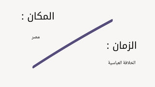 : ‫الزمان‬
‫العباسية‬ ‫الخالفة‬
: ‫المكان‬
‫مصر‬
 