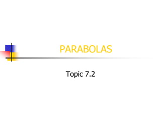 PARABOLAS
Topic 7.2
 