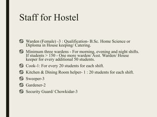 Staff for Hostel
♋ Warden (Female) -3 : Qualification- B.Sc. Home Science or
Diploma in House keeping/ Catering.
♋ Minimum...