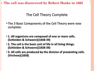 ? The cell was discovered by Robert Hooke in 1665
 
