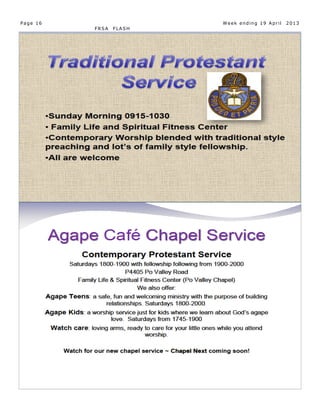 Page 16                  Week ending 19 April   2013
          FRSA   FLASH
 