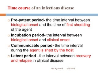 Time course of an infectious disease
 Pre-patent period- the time interval between
biological onset and the time of first...