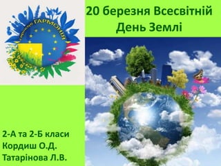 20 березня Всесвітній
День Землі
2-А та 2-Б класи
Кордиш О.Д.
Татарінова Л.В.
 