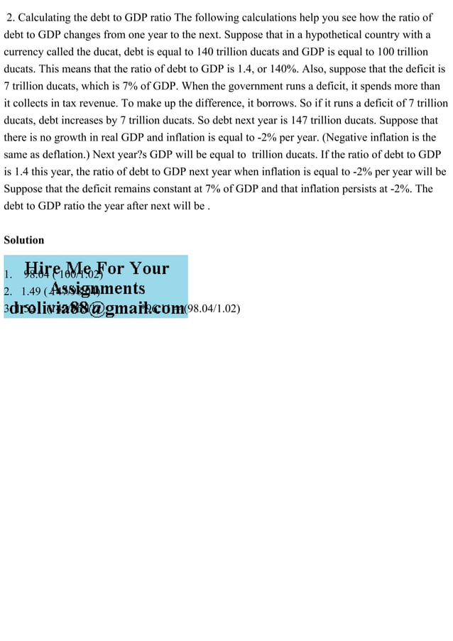 2. Calculating the debt to GDP ratio The following calculations help .pdf