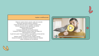 Observar nuestro entorno cercano, patio de la escuela.
Reconocer elementos bióticos y abióticos.
Lectura de definición sobre el concepto de seres vivos.
Descubrir el mundo de los vegetales, las plantas.
Diferenciar partes de la planta.
Realizar germinadores.
Comparar anotaciones de los germinadores.
Componer y descomponer números a partir del trabajo con
descomposición de hongos.
A partir del cuento Tincho el Capricho, escuchado en la Feria del libro
comenzar a abordar “Animales”.
Realizar cuadros comparativos para trabajar nutrición.
Abordar los sistemas. Visualizar el hombre anatómico. Realizar
cuadro comparativo de los sistemas.
*sujetas a modificaciones
 