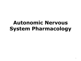 Autonomic Nervous
System Pharmacology
1
 