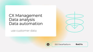 Bud.Yu
252 DataPlatform
CX Management
Data analysis
Data automation
use customer data
 