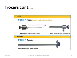 Trocars cont….
6/1/2023 Dr.Rama-Set up for laparoscopic surgery 43
 